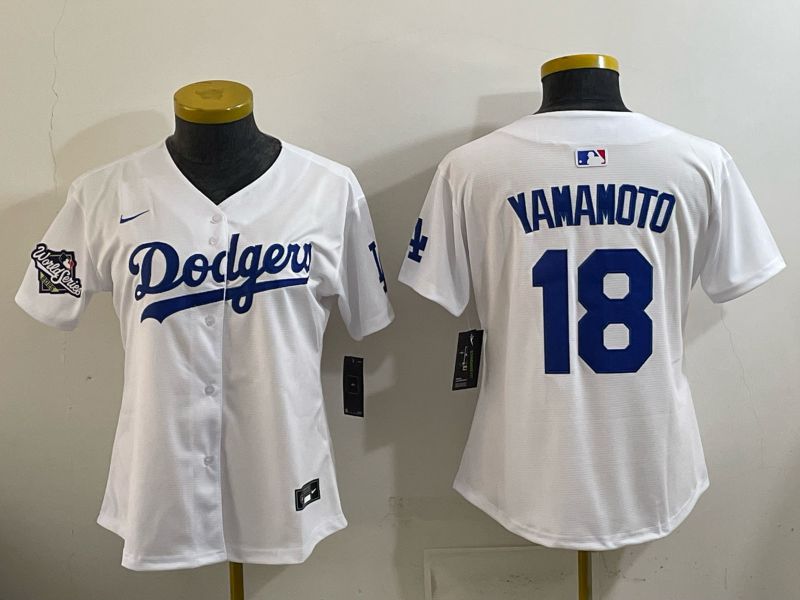 Women 2026 Nike Los Angeles Dodgers #18 Yamamoto White Game MLB Jersey 05